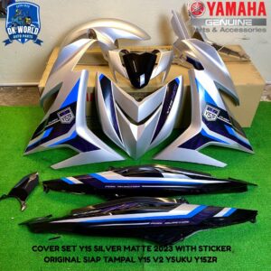 SIAP STICKER TAMPAL 100% ORIGINAL YAMAHA COVER SET Y15 SILVER MATTE/MATT HIJAU/ 2023 WITH STICKER ORIGINAL SIAP TAMPAL Y15 V2 YSUKU Y15ZR